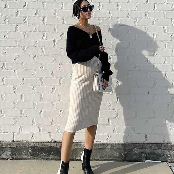 Cross Wrap Front Off Shoulder Asymmetric Hem Knitted Crop Solid Pullover - Picture 3 of 4